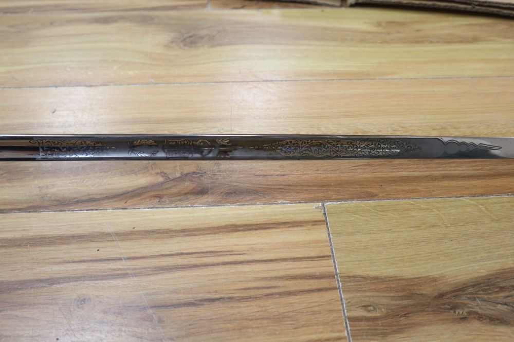 A George V officers sword, with etched blade